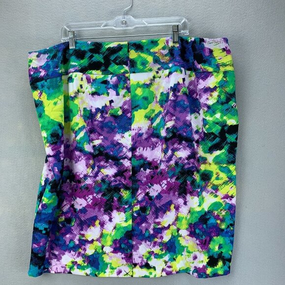 Lane Bryant Skirt Womens 24 Straight Purple Blue Knee Length Lined Back Zipper - Picture 3 of 11